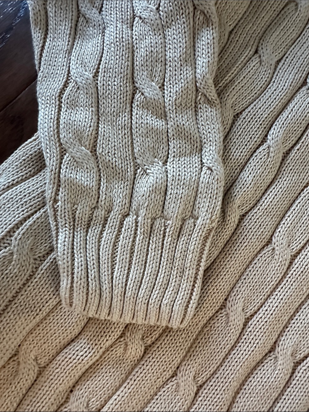 Polo by Ralph Lauren Cream Cable-Knit V-Neck Sweater - Picture 10 of 10